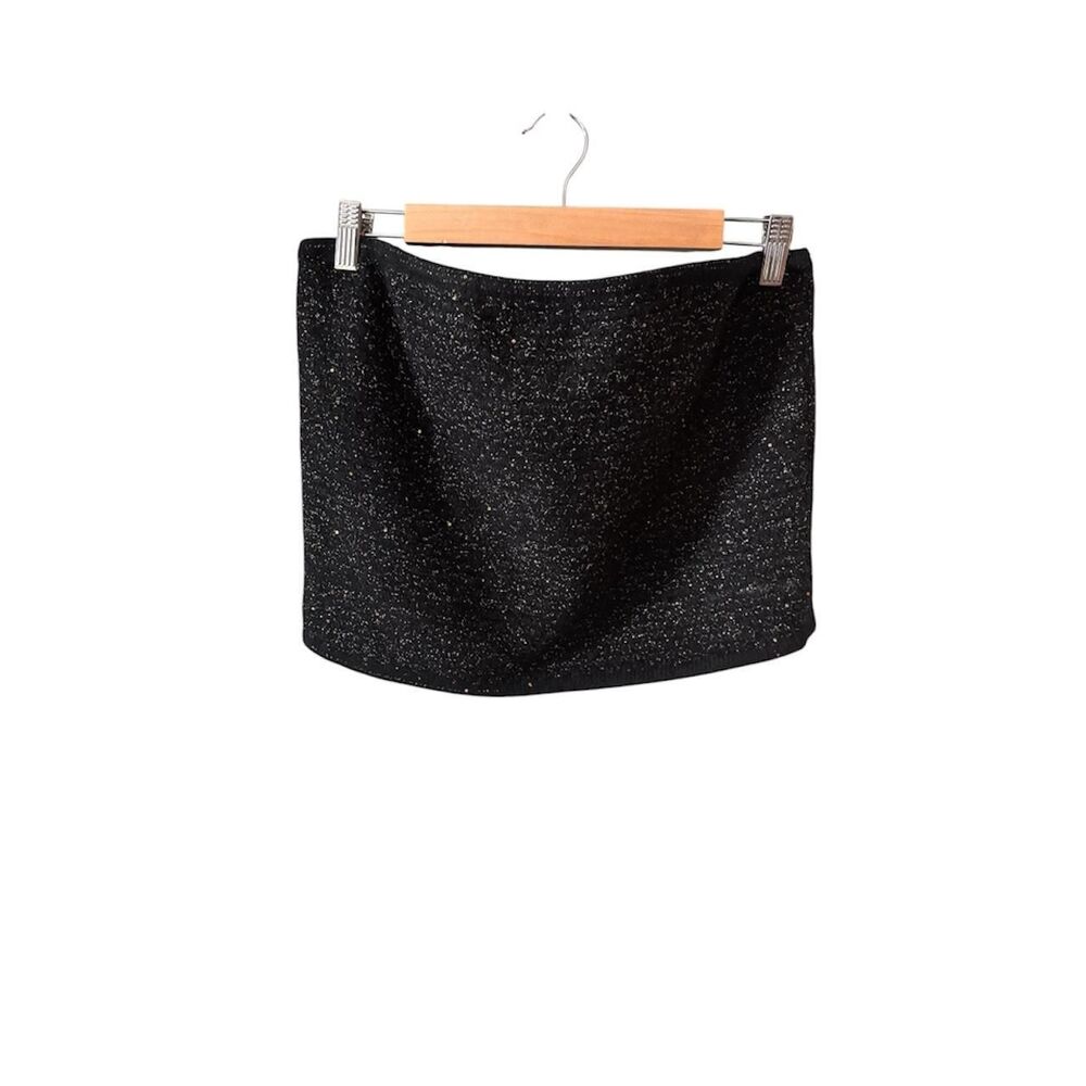 Express Black Metallic Sweater Tube Top